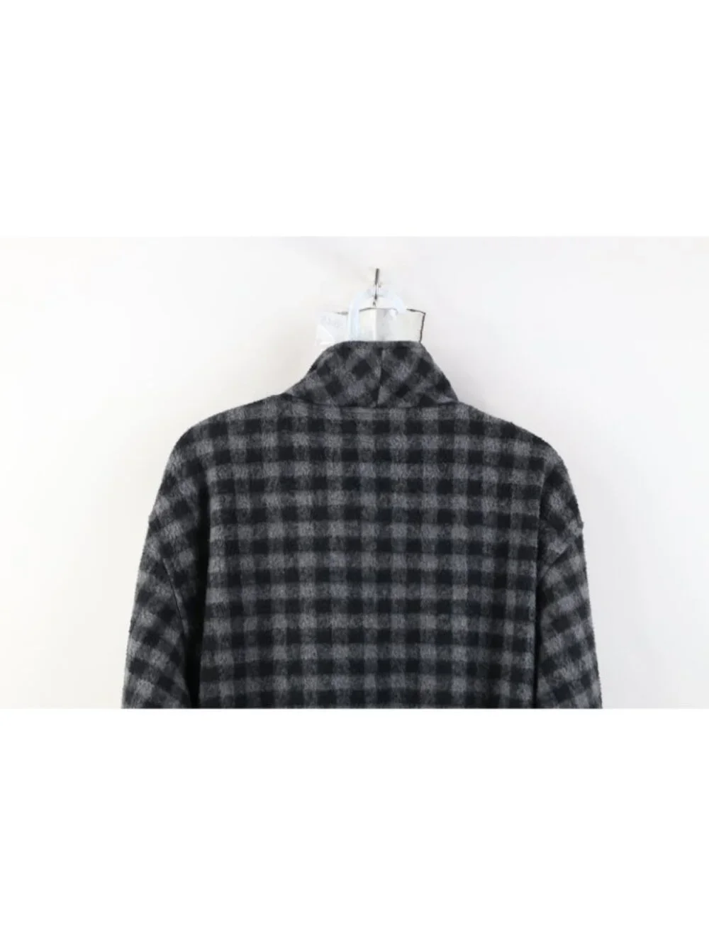 Vintage 90s Streetwear Mens Medium Boxy Fit Checkered Fleece Half Zip Sweater